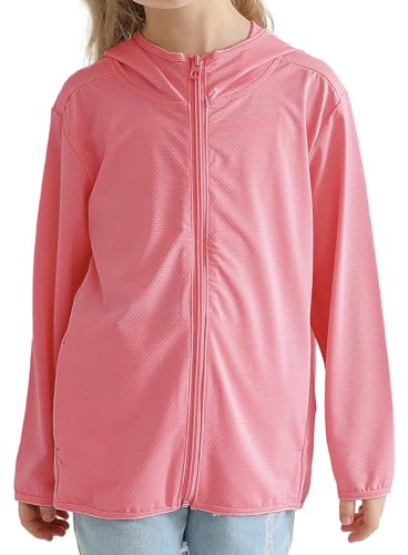 Maeau Mädchen Sweatjacke Kinder Jungen Kapuzenjacke Sommer Leichte Sportshirt Atmungsaktiv Schnelltrocknend Hoodie Lauf Fitness Funktionsshirt Sonnenschutz Freizeitjacke mit Kapuze 9-10 J von Maeau