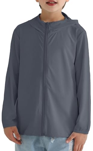 Maeau Mädchen Sweatjacke Kinder Jungen Kapuzenjacke Sommer Leichte Sportshirt Atmungsaktiv Schnelltrocknend Hoodie Lauf Fitness Funktionsshirt Sonnenschutz Freizeitjacke mit Kapuze 9-10 J von Maeau