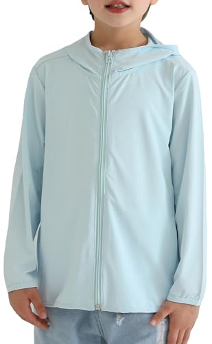 Maeau Mädchen Sweatjacke Kinder Jungen Kapuzenjacke Sommer Leichte Sportshirt Atmungsaktiv Schnelltrocknend Hoodie Lauf Fitness Funktionsshirt Sonnenschutz Freizeitjacke mit Kapuze 9-10 J von Maeau