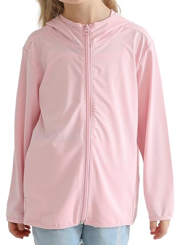Maeau Mädchen Sweatjacke Kinder Jungen Kapuzenjacke Sommer Leichte Sportshirt Atmungsaktiv Schnelltrocknend Hoodie Lauf Fitness Funktionsshirt Sonnenschutz Freizeitjacke mit Kapuze 9-10 J von Maeau
