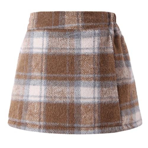 Maeau Mädchen Tweedrock Kinder Karierter Hüftrock Kurz High Waist Halbrock Schulmädchen Bodycon Rock Kinder Warm Herbstrock Schuluniform Pencil Skirt 164 von Maeau