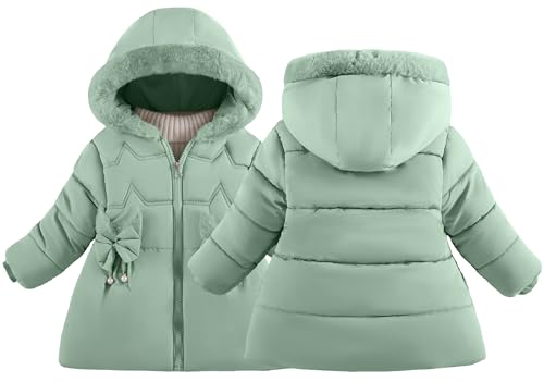 Maeau Mädchen Wintermantel Kinder Gefütterte Daunenmantel Reißverschluss Fliege Steppjacke Kapuze Warm Daunenjacke Puffer Übergangsjacke Thermo Winterjacke 4-5 Jahre von Maeau