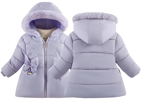Maeau Mädchen Wintermantel Kinder Gefütterte Daunenmantel Reißverschluss Fliege Steppjacke Kapuze Warm Daunenjacke Puffer Übergangsjacke Thermo Winterjacke 4-5 Jahre von Maeau
