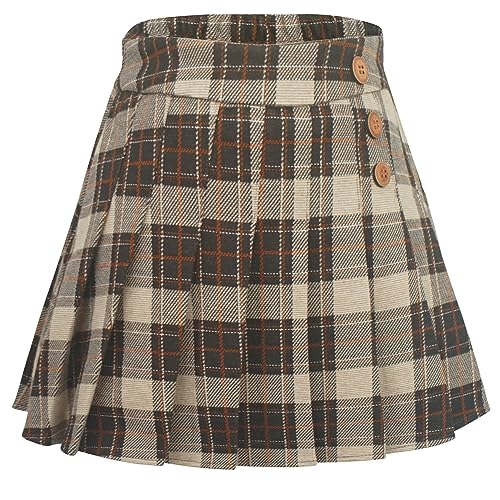 Maeau Rock Plissee Kurz für Mädchen 3 4 Jahre 110 Schwarz und Weiß Mini Rock Kariert Kinder Faltenrock Tennis Schule Röcke Tartan Elastische Hohe Taille Kilt Minirock Skater mit Shorts Herbst Winter von Maeau