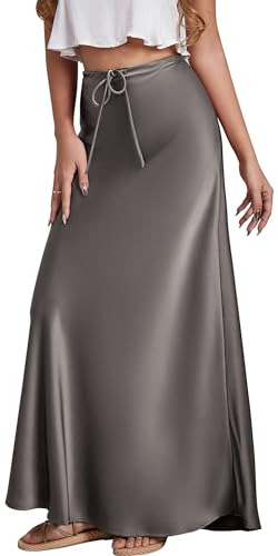 Maeau Satinrock Damen Lange Umwickelt Rock Kordelzug Unifarben Bleistiftrock High Waist Eng Hüftrock Seide Business Bodycon Rock Elegant Skinny Sommerrock Causal Halbrock L von Maeau