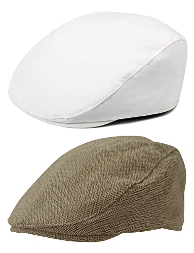 Maeau Schirmmütze Baby Jungen 0 12 Monate Schiebermütze Flach Neugeborene Weiß Khaki Barett Tweed Mütze Irish Zeitungsjunge Kappe Newsboy Kleinkinder Mädchen Gatsby Cap Flatcap Baumwolle Baskenmütze von Maeau