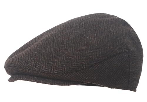 Maeau Schirmmütze für Kinder Jungen 5 6 7 8 9 10 Jahre Schiebermütze Flach Dunkelbraun Gatsby Barett Cap Tweed Mütze Irish Zeitungsjunge Kappe Newsboy Kleinkind Mädchen Flatcap Kleinkinder Baskenmütze von Maeau