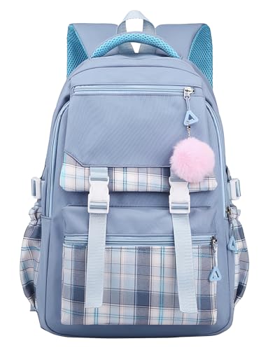 Maeau Schulrucksack Mädchen Teenager Kinderrucksack Kinder Mädchen Schultasche Grundschule Mädchen Rucksack Wasserdicht Schule Kawaii Wasserabweisend Schulranzen Schulkinder Jugendliche Junior Blau von Maeau