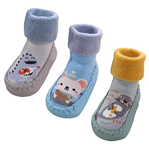 Maeau Socken Anti-Rutsch Baby Mädchen Baumwolle Schuhsocken Weiche Warme Socken Schuhe Baumwolle Winter Kleinkind Hüttenschuhe Gefüttert Neugeborene Plüsch Lauflernschuhe Rutschfeste 01 12-18 Monate von Maeau