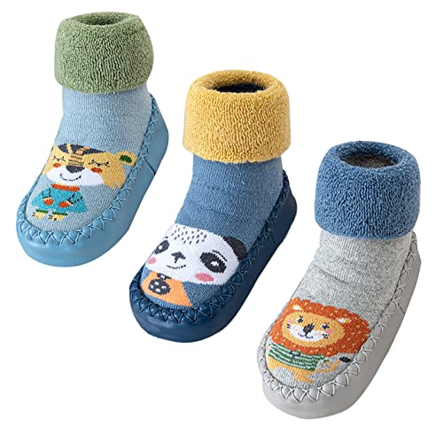 Maeau Socken Anti-Rutsch Baby Mädchen Baumwolle Schuhsocken Weiche Warme Socken Schuhe Baumwolle Winter Kleinkind Hüttenschuhe Gefüttert Neugeborene Plüsch Lauflernschuhe Rutschfeste 05 12-18 Monate von Maeau