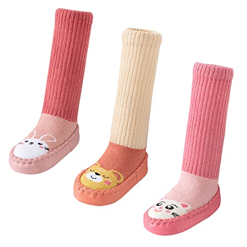 Maeau Socken Anti-Rutsch Baby Mädchen Baumwolle Schuhsocken Weiche Warme Socken Schuhe Baumwolle Winter Kleinkind Hüttenschuhe Gefüttert Neugeborene Plüsch Lauflernschuhe Rutschfeste 07 0-6 Monate von Maeau