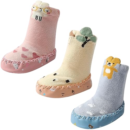 Maeau Socken Anti-Rutsch Baby Mädchen Junge Baumwolle 0-6 Monate Schuhsocken Weiche Warme Blau Socken Schuhe Herbst Kleinkind Rosa Hüttenschuhe Neugeborene Lauflernschuhe Rutschfeste Beige Frühling von Maeau