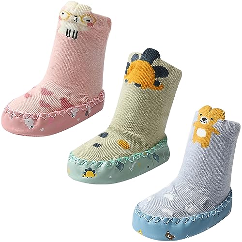 Maeau Socken Anti-Rutsch Baby Mädchen Junge Baumwolle 6-12 Monate Schuhsocken Weiche Warme Blau Socken Schuhe Herbst Kleinkind Rosa Hüttenschuhe Neugeborene Lauflernschuhe Rutschfeste Grün Frühling von Maeau