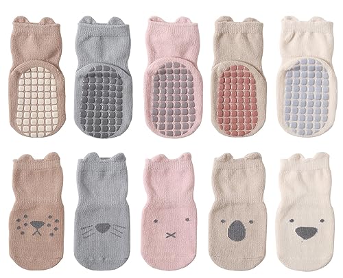 Maeau Stoppersocken Baby Junge 0-6 6-12 Monate Rutschfeste Socken für Baby Mädchen Anti Rutsch Socken Baumwolle Cartoon ABS Socken Sneaker Kleinkinder Krabbelsocken Kinder Rosa Sportsocken Neugeborene von Maeau