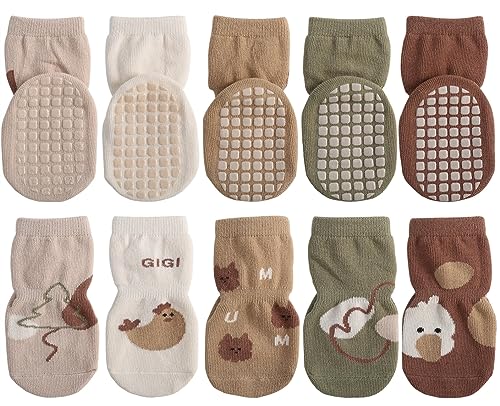 Maeau Stoppersocken Baby Junge 1-3 Jahre Rutschfeste Socken für Baby Mädchen Anti Rutsch Socken Baumwolle Cartoon ABS Socken Sneaker Kleinkinder Grün Krabbelsocken Kinder Gelb Sportsocken Neugeborene von Maeau