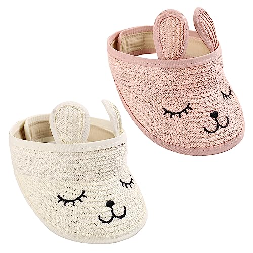 Maeau Strohhut Kinder Mädchen Jungen Sommerhut Faltbar Stroh Visier Cap Sonnenvisier Rosa Sonnenschutz Sonnenblende Hut Sommermütze Strandhut 1 2 3 4 5 6 7 Jahre Sonnenhut UV Schutz Verstellbar Kappe von Maeau