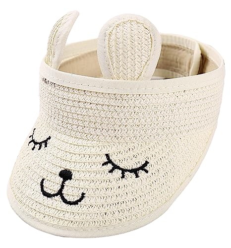 Maeau Strohhut Kinder Mädchen Jungen Sommerhut Faltbar Stroh Visier Cap Sonnenvisier Weiß Sonnenschutz Sonnenblende Hut Sommermütze Strandhut 1 2 3 4 5 6 7 Jahre Sonnenhut UV Schutz Verstellbar Kappe von Maeau