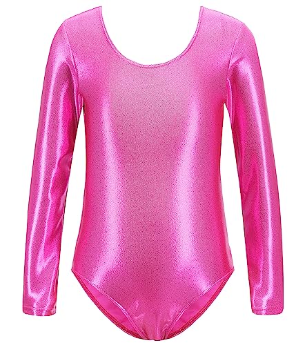 Maeau Turnanzug Mädchen Langarm Bunt Gymnastikanzug Mädchen Einteiler Elastisch Ballettkleidung Mädchen Glänzend Tanz Leotards Athletischer Kinder Fitness Outfit 5-6 Jahre von Maeau