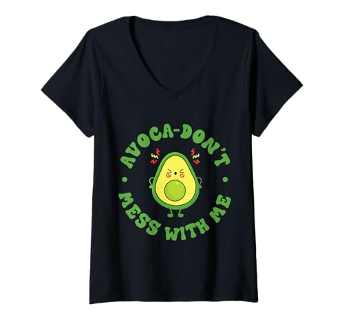 Damen Avoca-Don't Leg mit Mir T-Shirt mit V-Ausschnitt von Mächtige Avocado