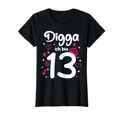 Pink Digga ich bin 13 Mädchen 13. Geburtstag T-Shirt von Mädchen 13. Geburtagsshirt Digga Ich bin 13 Jahre
