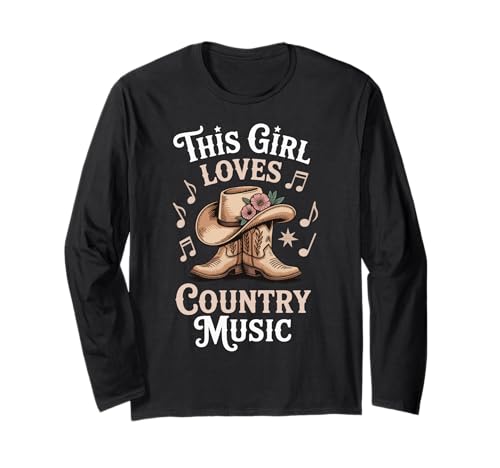 This Girl Loves Country Music Langarmshirt von Mädchen Country musik Der 90er Westliche Musik