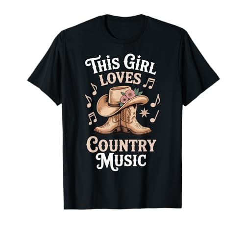 This Girl Loves Country Music T-Shirt von Mädchen Country musik Der 90er Westliche Musik