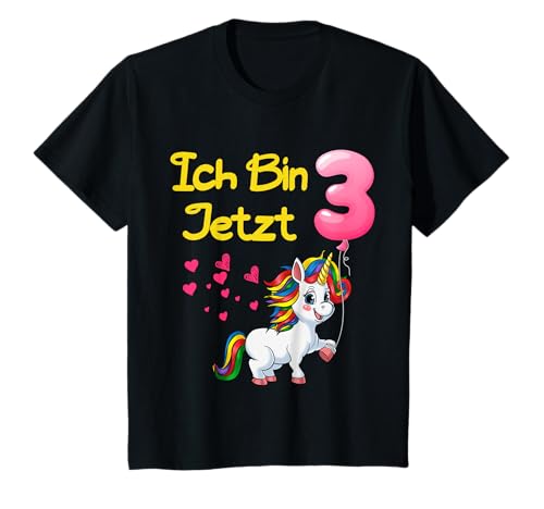 Einhorn 3 Jahre Mädchen Geburtstag Einhorn Ballon 3 T-Shirt Einhorn 3 Jahre Mädchen Geburtstag Einhorn Ballon 3 T-Shirt von Mädchen Einhörner Geschenk zum dritten Geburtstag
