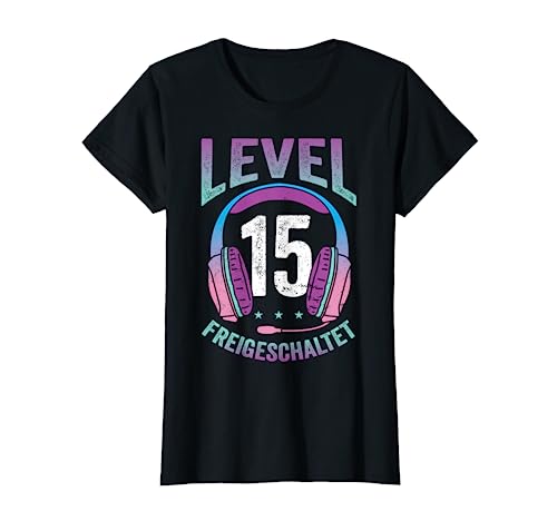 Mädchen Gamerin Level 15 Jahre Geburtstagsshirt Zockerin T-Shirt von Mädchen Gamerin Geburtstag Coole Zocker Geschenke