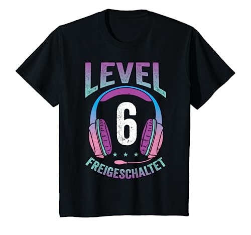 Kinder Mädchen Gamerin Level 6 Jahre Geburtstagsshirt Zockerin T-Shirt von Mädchen Gamerin Geburtstag Coole Zocker Geschenke