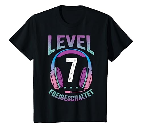 Kinder Mädchen Gamerin Level 7 Jahre Geburtstagsshirt Zockerin T-Shirt von Mädchen Gamerin Geburtstag Coole Zocker Geschenke