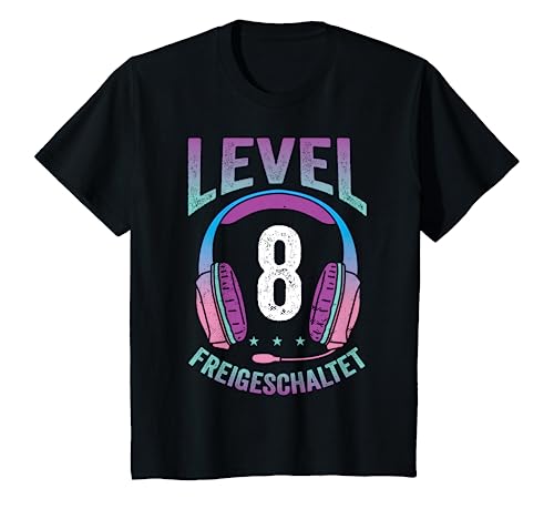 Kinder Mädchen Gamerin Level 8 Jahre Geburtstagsshirt Zockerin T-Shirt von Mädchen Gamerin Geburtstag Coole Zocker Geschenke