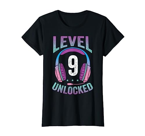 Mädchen Gamerin Level 9 Jahre Geburtstagsshirt Zockerin T-Shirt von Mädchen Gamerin Geburtstag Coole Zocker Geschenke