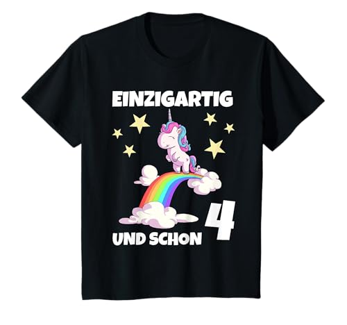 4. Geburtstag Geburtstagsshirt 4 Jahre Mädchen Einhorn T-Shirt von Mädchen Geburtstag Outfit & Geburtstagsshirt Kind