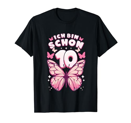 Geburtstag Mädchen 10 Jahre, Schmetterlinge und Nummer 10 T-Shirt von Mädchen Geburtstag by Content Design Studio