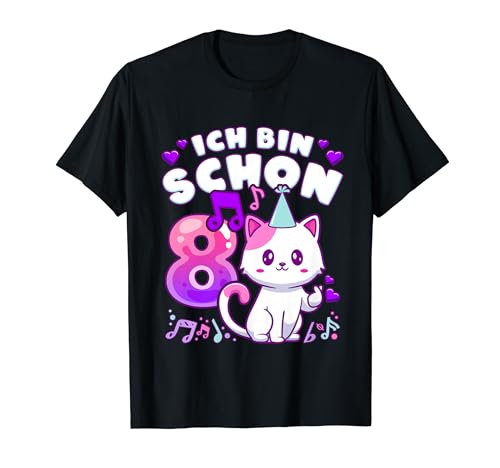 Geburtstag Mädchen 8 Jahre alt, K-Pop, Kätzchen T-Shirt von Mädchen Geburtstag by Content Design Studio