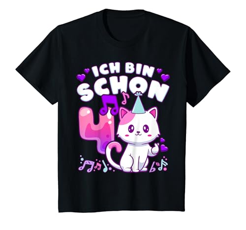 Kinder Geburtstag Mädchen 4 Jahre alt, K-Pop, Kätzchen T-Shirt von Mädchen Geburtstag by Content Design Studio