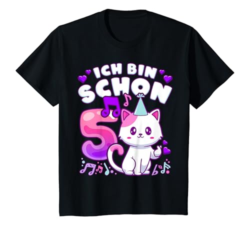 Kinder Geburtstag Mädchen 5 Jahre alt, K-Pop, Kätzchen T-Shirt von Mädchen Geburtstag by Content Design Studio