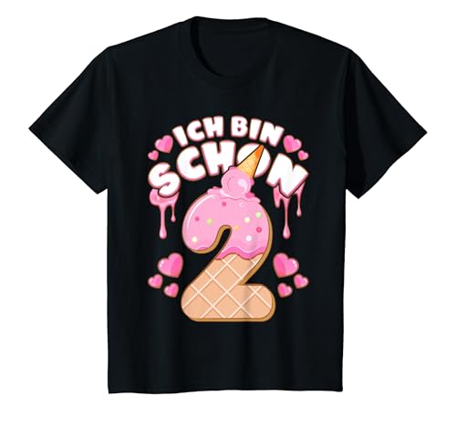 Kinder Mädchen 2 Jahre, Ich bin schon 2, Eiscreme, Nummer 2 T-Shirt von Mädchen Geburtstag by Content Design Studio