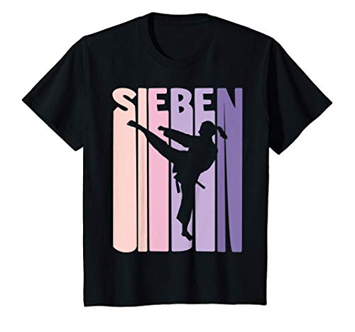 Kinder 7. Geburtstag Geschenk Karate Retro Taekwondo Mädchen T-Shirt Kinder 7. Geburtstag Geschenk Karate Retro Taekwondo Mädchen T-Shirt von Mädchen Geburtstagsgeschenke Karate Kampfsport