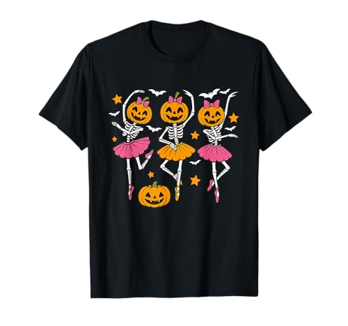 Mädchen-Halloween, Ballett, Skelett, Kürbis T-Shirt Mädchen-Halloween, Ballett, Skelett, Kürbis T-Shirt von Mädchen-Halloween, Ballett, Skelett, Kürbis