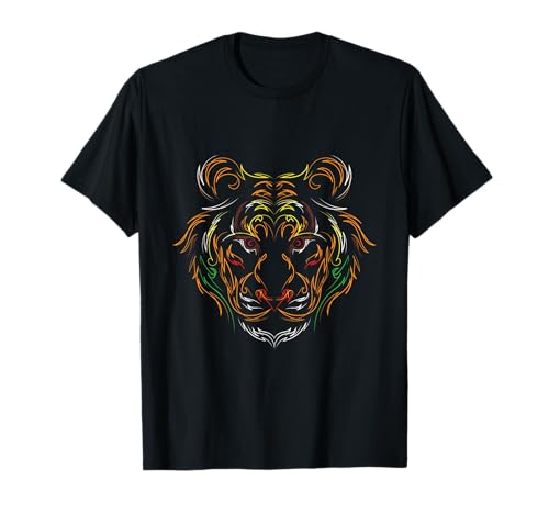 Löwe Afrika Kinder Herren Damen Dschungel Abstrakt Bunt Zoo T-Shirt von Mädchen Junge Löwen Kopf Damen Herren Kinder