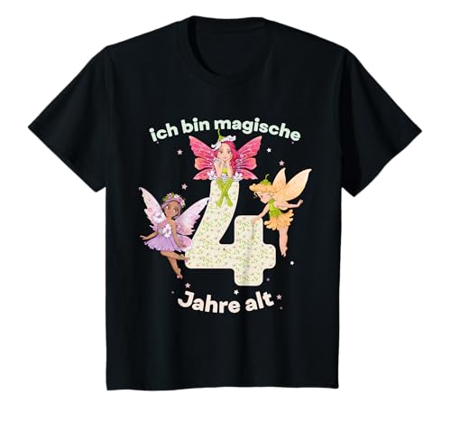 Mädchen Magische Feen Geburtstag Große Zahl 4 Jahre Alt T-Shirt von Mädchen Magische Feen Geburtstag Mit Großer Zahl