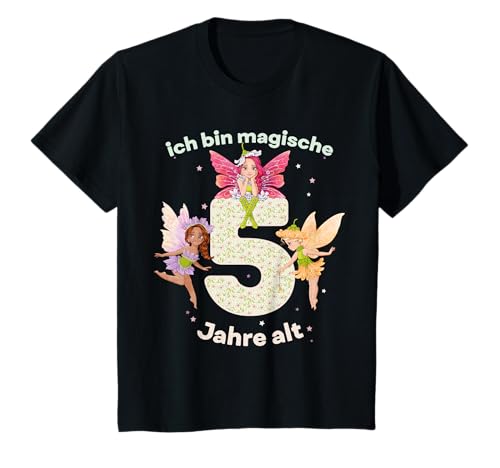 Mädchen Magische Feen Geburtstag Große Zahl 5 Jahre Alt T-Shirt von Mädchen Magische Feen Geburtstag Mit Großer Zahl
