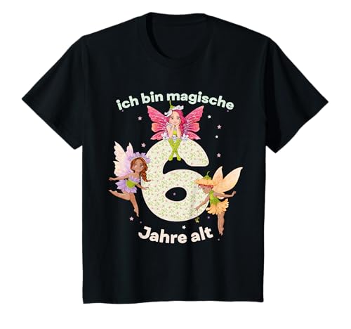 Mädchen Magische Feen Geburtstag Große Zahl 6 Jahre Alt T-Shirt von Mädchen Magische Feen Geburtstag Mit Großer Zahl