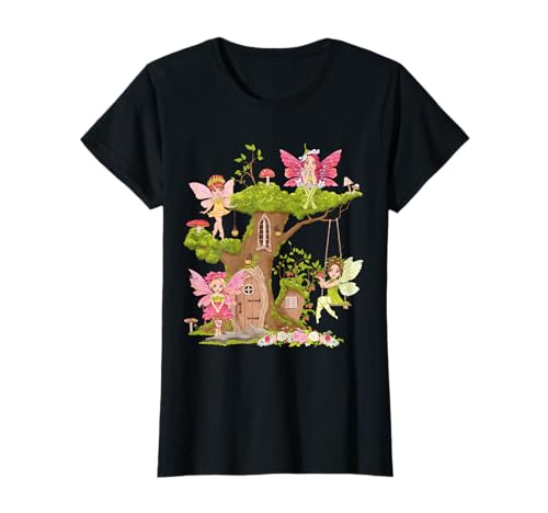 Mädchen Fabelhaftes Baumhaus mit Magischen Feen T-Shirt von Mädchen Magische Feen Geburtstag Mit Großer Zahl