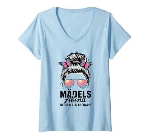 Damen Mädelsabend Besser Als Therapie Freundinnen Party T-Shirt mit V-Ausschnitt von Mädelsabend Mädels Abend Lustige Zicken Party