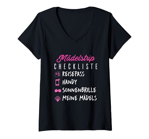 Damen Mädelstour Girls Trip Mädlstour | Frauentrip Mädelstrip T-Shirt mit V-Ausschnitt von Mädelscrew & Frauencrew Mädlstrip Mädelsparty