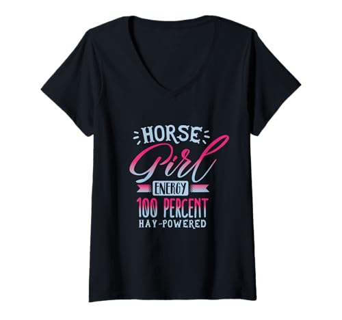 Damen Pferdegirl Energie: 100% heubetrieben T-Shirt mit V-Ausschnitt Damen Pferdegirl Energie: 100% heubetrieben T-Shirt mit V-Ausschnitt von Mähne Kraftstoff