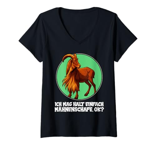Damen Aoudad Schaf Mähnenschafe Mähnenschaf T-Shirt mit V-Ausschnitt Damen Aoudad Schaf Mähnenschafe Mähnenschaf T-Shirt mit V-Ausschnitt von Mähnenschafe Mähnenschaf Tier Shop