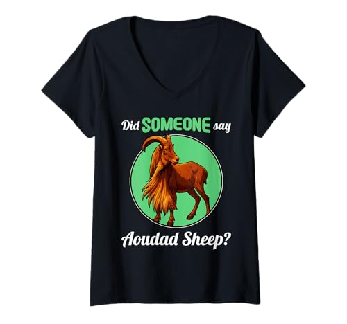 Damen Aoudad Schaf Mähnenschafe Mähnenschaf T-Shirt mit V-Ausschnitt Damen Aoudad Schaf Mähnenschafe Mähnenschaf T-Shirt mit V-Ausschnitt von Mähnenschafe Mähnenschaf Tier Shop